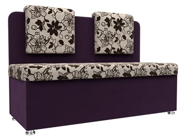 Прямой кухонный диван Маккон 2-х местный, Цветы/Фиолетовый (рогожка/велюр) в Новосибирске