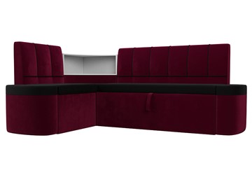 Кухонный диван Тефида, Черный\Бордовый (Микровельвет) в Бердске