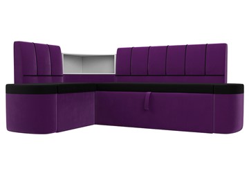 Кухонный диван Тефида, Черный\Фиолетовый (Микровельвет) в Новосибирске