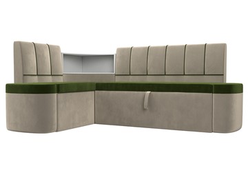 Раскладной кухонный диван Тефида, Зеленый\Бежевый (Микровельвет) в Бердске
