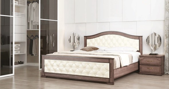 Кровать 2-спальная Стиль 3, 160х200, кожзам, с основанием в Новосибирске - изображение