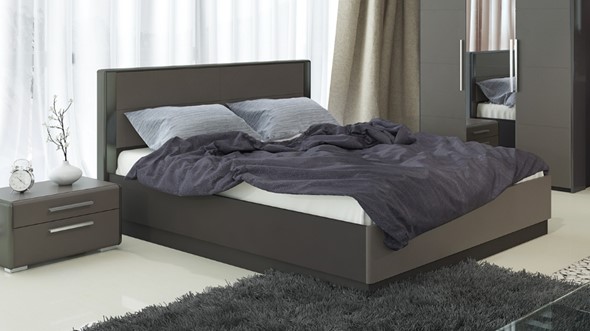 Двуспальная кровать с механизмом Наоми 1600, цвет Фон серый, Джут СМ-208.01.02 в Новосибирске - изображение