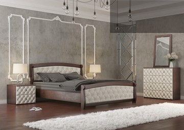 Кровать полутороспальная СВ-Стиль Магнат 140*190 с основанием, мягкие спинки в Новосибирске