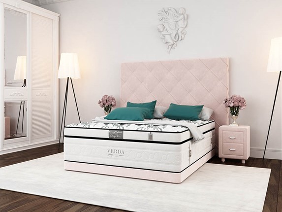 Кровать 2-х спальная Style Compact/Basement 180х200, Флок (Велсофт Винтажный розовый) в Новосибирске - изображение