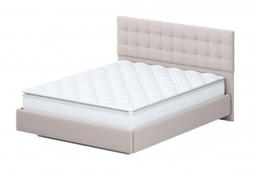 Двуспальная кровать №2 (универсальная 1,6х2,0) серия №2, белый/бежевый ткань/квадро бежевый ткань в Новосибирске
