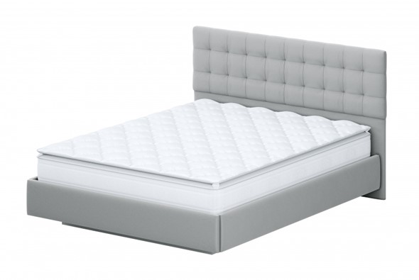 Кровать в спальню №2 (универсальная 1,6х2,0) серия №2, белый/серый ткань/квадро серый ткань в Новосибирске - изображение