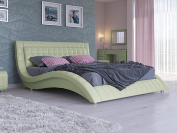Спальная кровать Атлантико 140x200, Экокожа (Зеленое яблоко) в Новосибирске