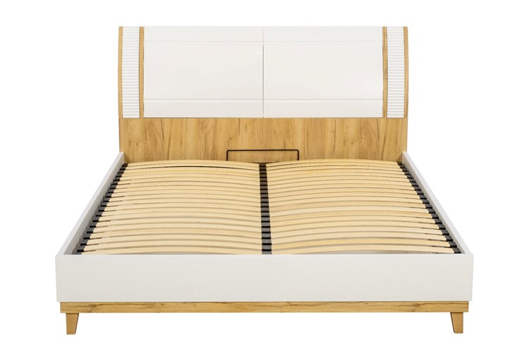 Двуспальная кровать Бари 1600 с подъёмным механизмом Дуб Золотой/Белый ЛД 698.220 в Новосибирске - изображение 9
