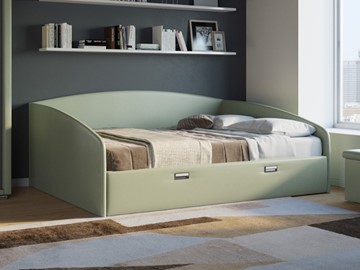 Кровать в спальню Bono 160х200, Экокожа (Зеленое яблоко) в Новосибирске