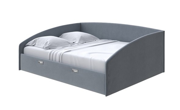 Двуспальная кровать Bono 160х200, Велюр (Forest 17 Серый) в Новосибирске - изображение