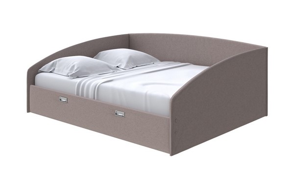 Двуспальная кровать Bono 160х200, Велюр (Scandi Cotton 24 Капучино) в Новосибирске - изображение