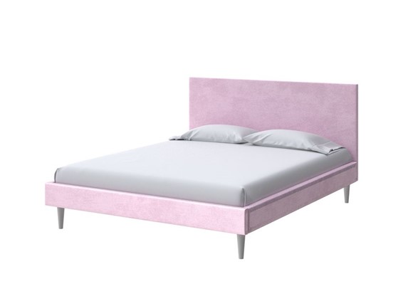 Кровать двуспальная Claro 160х200, Велюр (Teddy Розовый фламинго) в Новосибирске - изображение