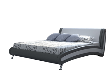 Кровать в спальню Corso-2 140х200, Экокожа (Серый с белым) в Новосибирске