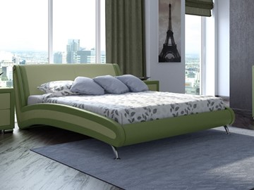 Кровать 2-х спальная Corso-2 180х200, Экокожа (Олива и зеленое яблоко) в Новосибирске