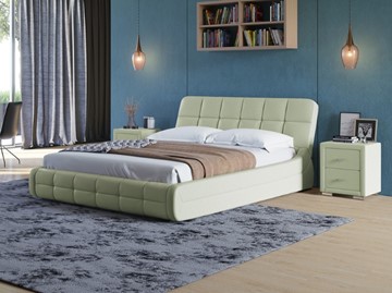 Кровать в спальню Corso-6 160х200, Экокожа (Зеленое яблоко) в Новосибирске