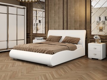 Кровать двуспальная Corso-8 Lite 160х200, Экокожа (Белый) в Новосибирске