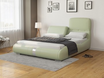 Кровать 2-спальная Лукка 140х200, Экокожа (Зеленое яблоко) в Новосибирске