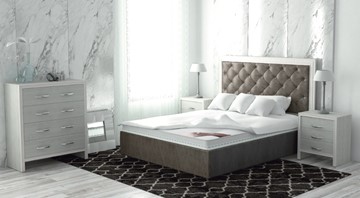 Кровать 2-спальная Сарма Манхэттен 160х200 (с основанием), высота спинки - 130 см в Новосибирске