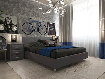 Спальная кровать Novo 160х200, Рогожка (Savana Grey (серый)) в Новосибирске