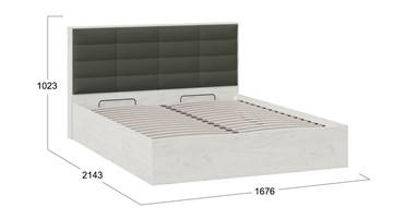 Кровать двуспальная с подъемным механизмом Агата тип 1 (Дуб крафт белый, Велюр Серый) в Новосибирске - предосмотр 4