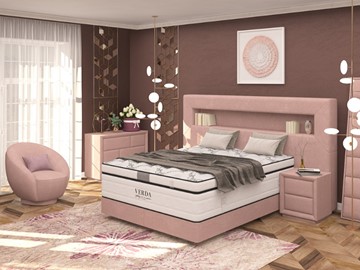 Спальная кровать Smart/Podium M 160х200, Флок (Велсофт Винтажный розовый) в Новосибирске