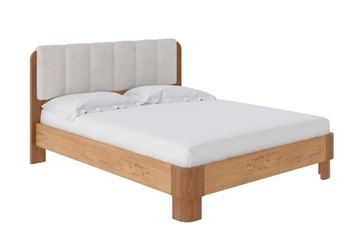Двуспальная кровать Wood Home Lite 2 160х200, ЛДСП+ткань (ЛДСП Бунратти/Антик (сосна)/Лофти Лён) в Новосибирске