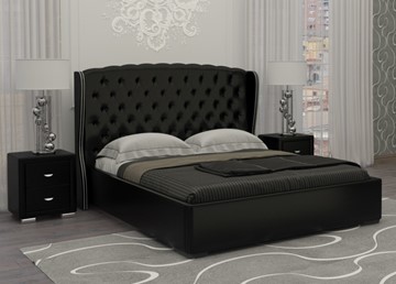Кровать спальная Dario Grace 160x200, Экокожа (Черный) в Новосибирске