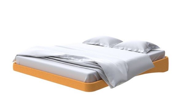 Кровать двуспальная парящая 180х200, Велюр (Scandi Cotton 18 Шафран) в Новосибирске - изображение