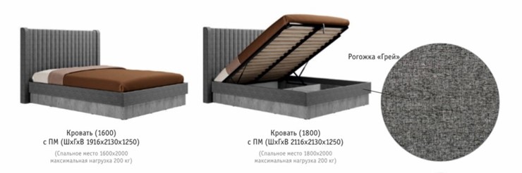 Кровать с подъемным механизмом Бержер, 1800, Б 2.1.1 в Новосибирске - изображение 2