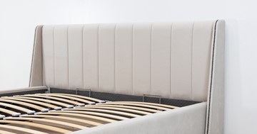 Кровать с подъемным механизмом Мелисса 180,арт. Тори 56 велюр (светло-бежевый) + кроватное дно в Новосибирске - предосмотр 12