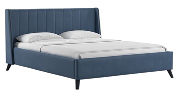 Двуспальная кровать с механизмом Мелисса 180,арт. Тори 83 велюр (серо-синий) + кроватное дно в Новосибирске