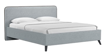 Двуспальная кровать с механизмом Миа, 160 Bravo grey (серый) / кант Лайт 10 Велюр (коричневый) + кроватное дно в Новосибирске - предосмотр