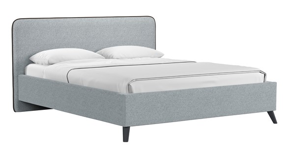 Двуспальная кровать с механизмом Миа, 160 Bravo grey (серый) / кант Лайт 10 Велюр (коричневый) + кроватное дно в Новосибирске - изображение