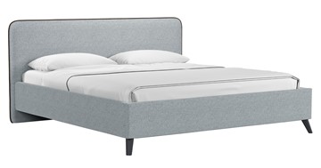 Кровать с механизмом двуспальная Миа, 180 Bravo grey (серый) / кант Лайт 10 Велюр (коричневый) + кроватное дно в Новосибирске