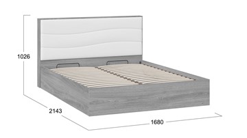 Кровать с подъемным механизмом Миранда тип 1 (Дуб Гамильтон/Белый глянец) в Новосибирске - предосмотр 1