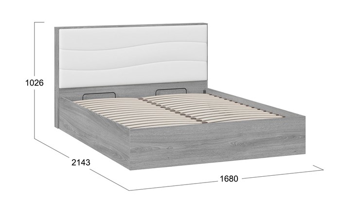 Кровать с подъемным механизмом Миранда тип 1 (Дуб Гамильтон/Белый глянец) в Новосибирске - изображение 1