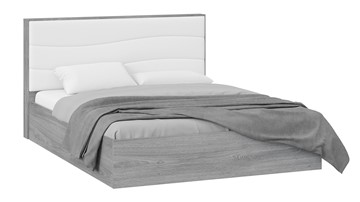 Мягкая кровать Миранда тип 1 (Дуб Гамильтон/Белый глянец) в Новосибирске