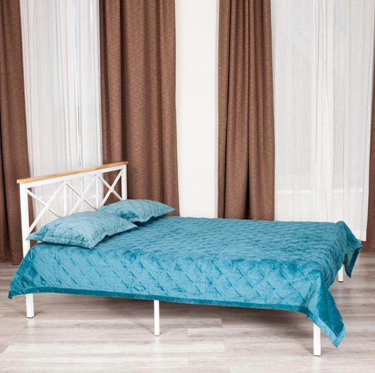 Кровать с основанием Iris (mod.9311) дерево гевея/металл, 160*200 см (Queen bed), Белый (White) в Новосибирске - изображение 9