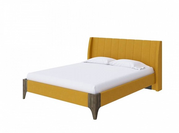 Кровать полутороспальная Henry 140х220 Ткань/Массив (Diva Марсала/Орех ...
