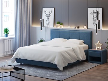 Кровать 1.5-спальная Lino 140х200, Велюр (Monopoly Прованский синий (792)) в Бердске