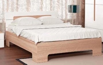 Спальная кровать Некст, 1200х2000 с металлическим ортопедическим осн., на ножках, цвет дуб сонома/белый в Новосибирске - предосмотр