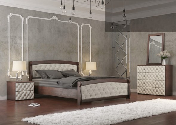Кровать 2-спальная Магнат 160*200 с основанием, мягкие спинки в Новосибирске - изображение