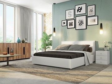 Двуспальная кровать Нэнси 140х200 с основанием, Ideal 301.кож.зам в Новосибирске