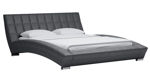 Кровать 2-спальная Оливия 160 арт. Марика 485 к/з (серый) с основанием в Новосибирске - изображение