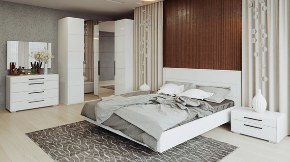 Гарнитур в спальню Наоми №4, цвет Белый глянец в Новосибирске - изображение