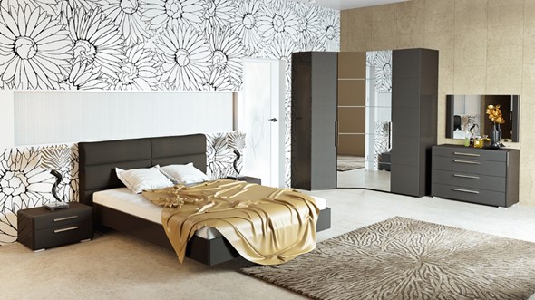 Гарнитур в спальню Наоми №1, цвет Фон серый, Джут в Новосибирске - изображение