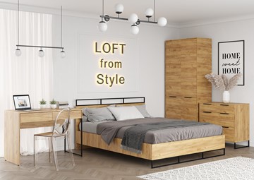 Набор мебели для спальни Loft, Дуб крафт золотой в Новосибирске