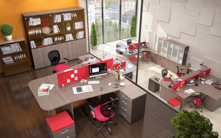 Мебель для персонала Xten с большим шкафом для документов для 2 сотрудников в Новосибирске - изображение 3