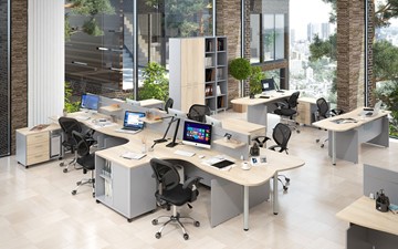 Комплект офисной мебели OFFIX-NEW для 4 сотрудников с двумя шкафами в Бердске