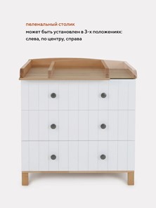 Комод с пеленальным столиком  Rant BAMBOO 84см 3 ящ. (арт.108) Cloud white в Новосибирске - предосмотр 15